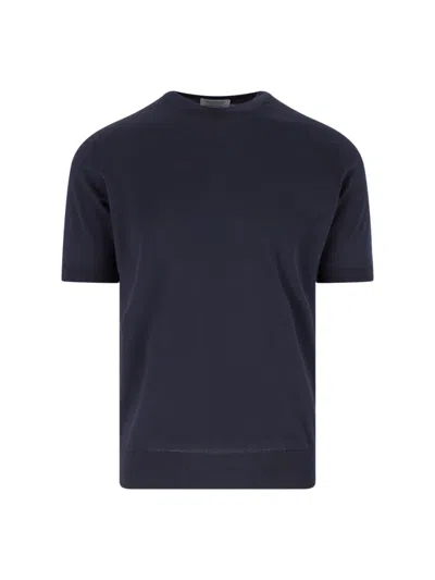 John Smedley Navy Blue Sea Island Cotton T-shirt