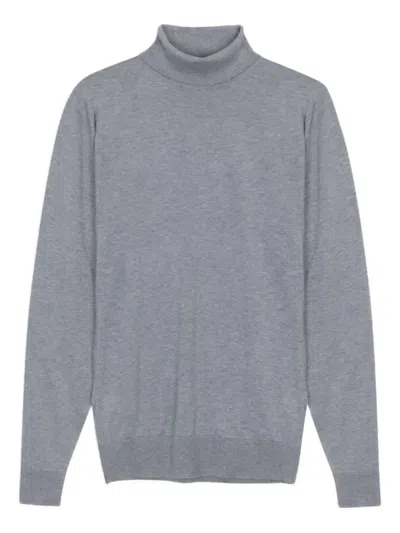 John Smedley Turtleneck Cotton Sweater In Gray
