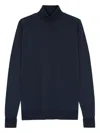 John Smedley Turtleneck Merino Wool Sweater In Blue
