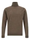 John Smedley Turtleneck Merino-wool Sweater In Brown