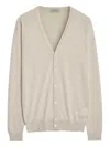 John Smedley V-neck Buttoned Cardigan In Neutral