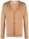 John Smedley V-neck Merino Cardigan In Brown