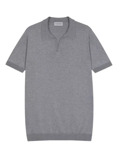 John Smedley V-neck Cotton T-shirt In Gray
