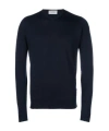 John Smedley Navy Blue V-neck Sweater In Black