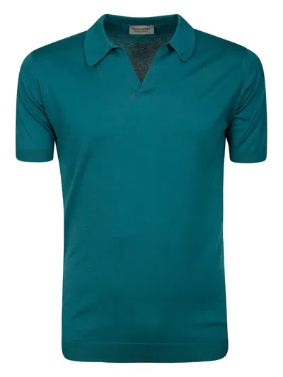 JOHN SMEDLEY V-NECK POLO-COLLAR T-SHIRT