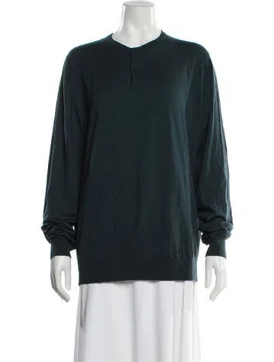 Pre-owned John Smedley Virgin Wool Crew Neck Sweater In Green