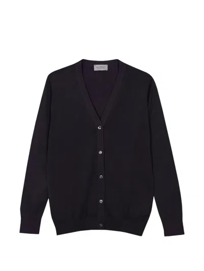John Smedley V-neck Knitted Cardigan In Black