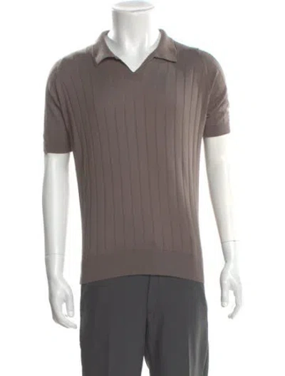 Pre-owned John Smedley V-neck Short Sleeve Polo Sweater In Gray