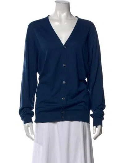 Pre-owned John Smedley V-neck Sweater In Blue