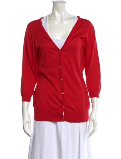 Pre-owned John Smedley V-neck Sweater In Red