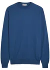 John Smedley Waffle Merino Wool Jumper In Blue