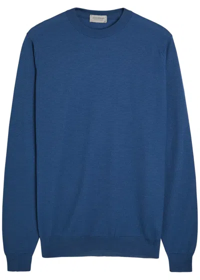 John Smedley Waffle Merino Wool Jumper In Blue