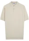 John Smedley Textured Fine-knit Wool Polo Shirt In Nude