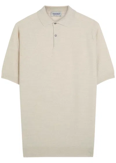 John Smedley Waffle Merino-wool Polo Shirt In Nude