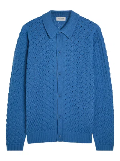 John Smedley Winster Open-knit Cardigan In Blue