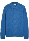 John Smedley Winster Open-knit Merino Wool Cardigan In Blue