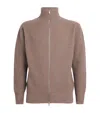 John Smedley Wool-cashmere Mallam Zip-up Cardigan In Brown