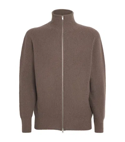 John Smedley Wool-cashmere Mallam Zip-up Cardigan In Neutral