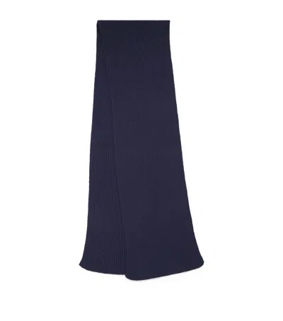 John Smedley Wool-cashmere Stark Scarf In Navy