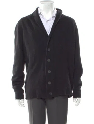 Pre-owned John Smedley Wool Collar Cardigan In Black