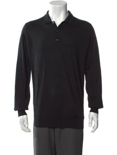 Pre-owned John Smedley Wool Collar Polo Shirt In Black