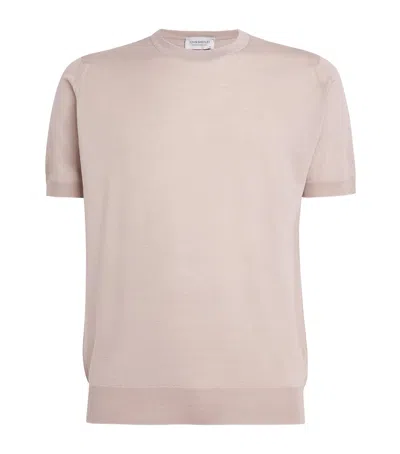 John Smedley Wool-cotton Hilcote T-shirt In Beige