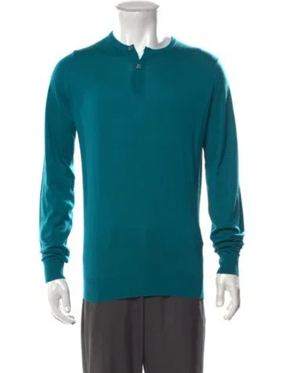 Pre-owned John Smedley Wool Crew Neck Pullover In Green