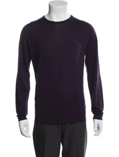Pre-owned John Smedley Wool Crew Neck Pullover In Purple