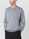 John Smedley Wool Polo Shirt Long Sleeves Ribbed Cuffs In Gray