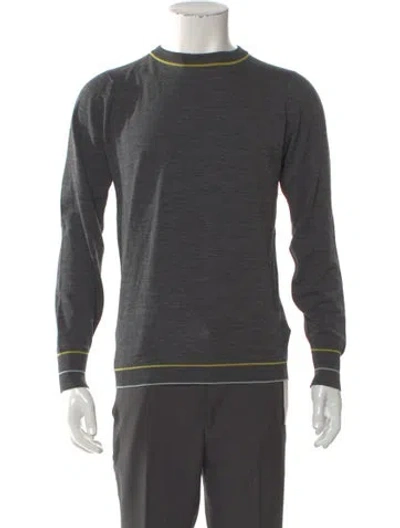 Pre-owned John Smedley Wool Striped Pullover In Gray