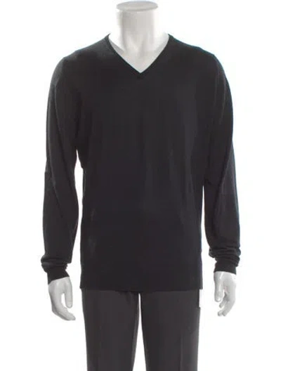 Pre-owned John Smedley Wool V-neck Pullover In Black