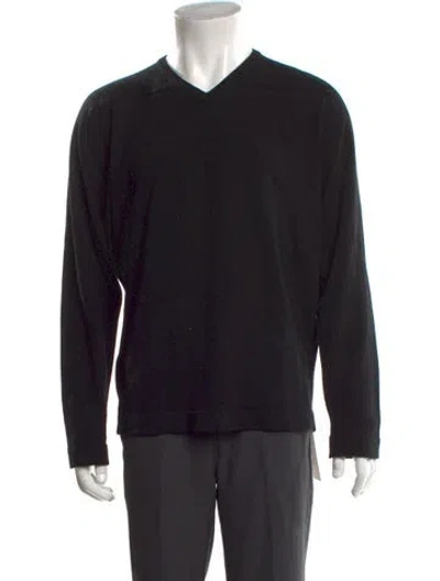 Pre-owned John Smedley Wool V-neck Pullover In Black