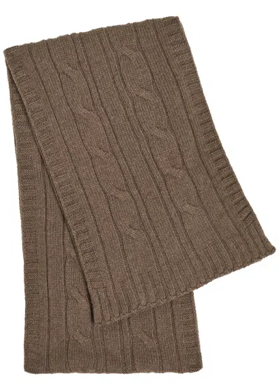 John Smedley Wooton Cable-knit Cashmere And Wool-blend Scarf In Brown