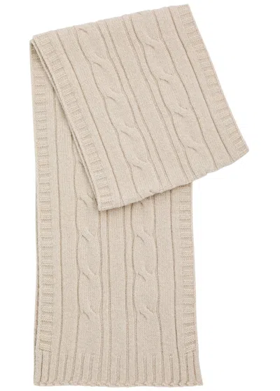 John Smedley Wooton Cable-knit Cashmere-blend Scarf In Beige