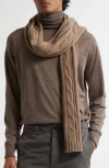 John Smedley Wooton Cable Stitch Recycled Cashmere & Merino Wool Scarf In Mushroom