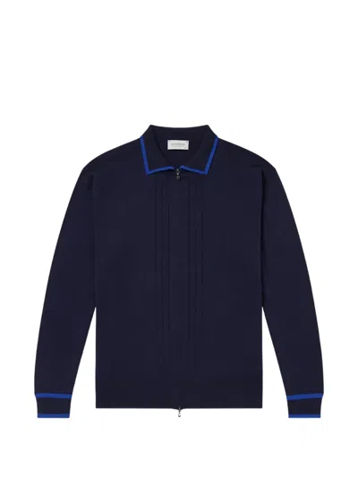 John Smedley Albie Merino Wool Zip-up Cardigan In Blue