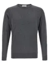 John Smedley Crew Neck Sweater With Ribbed Cuffs In Gray