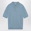 John Smedley Light Blue Isis Polo In Cotton In Light Blue