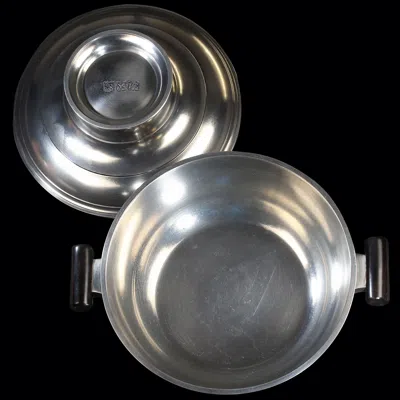 Pre-owned John Somers Brazilian Pewter Serving Bowl With Lid/extra Bowl In Gray