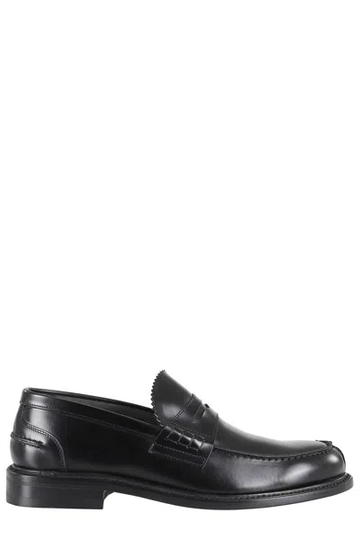 John Spencer Classic Brushed Leather Moccasin In Black