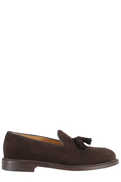 John Spencer Suede Round-toe Moccasins In Brown