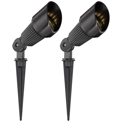 John Timberland 2 Pack Of Hooded Black 7 1/2" High Led Landscape Spotlights