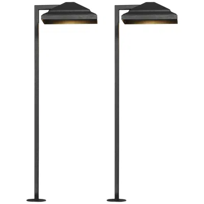 John Timberland 23" Textured Black Led Landscape Path Lights Set Of 2