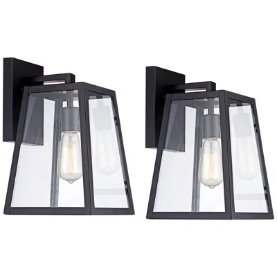 John Timberland Arrington 13" High Glass And Mystic Black Wall Sconce Set Of 2
