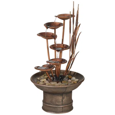 John Timberland Ashton Water Lilies And Cat Tails 33" Fountain