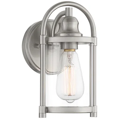 John Timberland Avani 10 1/4" Brushed Nickel Outdoor Wall Light