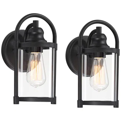 John Timberland Avani 10 1/4" High Black Outdoor Wall Light Set Of 2