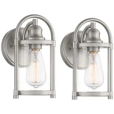 John Timberland Avani 10 1/4" High Brushed Nickel Indoor/outdoor Wall Light Set Of 2