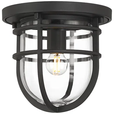John Timberland Ballast 7 3/4" High Textured Black Outdoor Flush-mount Ceiling Light