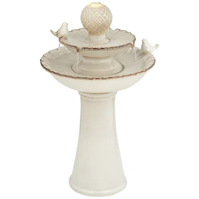 John Timberland Bathing Bird 26 3/4" High Cream Ceramic 2-tier Led Floor Fountain